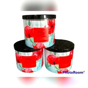 Poppy 3wick candles bundle, bath and body works